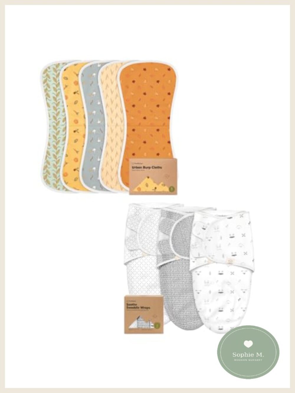5 Pack Burp Cloths 3 Pack Swaddle Sleep Sacks Cotton Newborn Feeding
